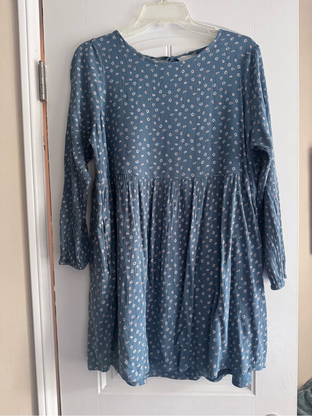 Women’s Blue Floral Long-Sleeve mini Dress
